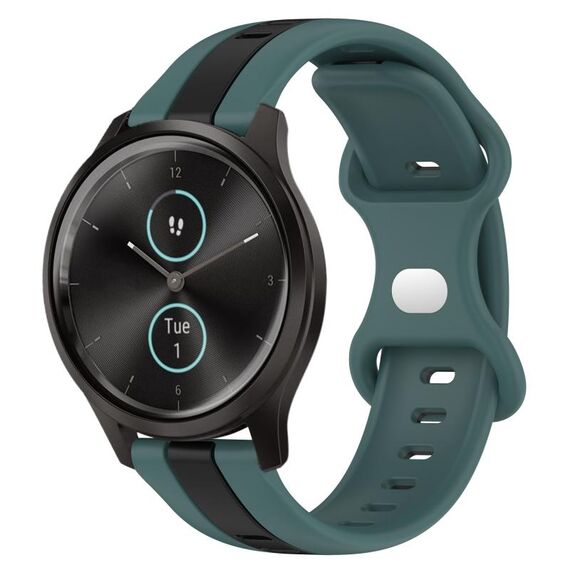 Per Garmin Garminmove Style 20mm Cinturino in silicone bicolore con fibbia a farfalla (verde + nero)