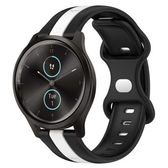 Per Garmin Garminmove Style 20mm Cinturino in silicone bicolore con fibbia a farfalla (nero + bianco)