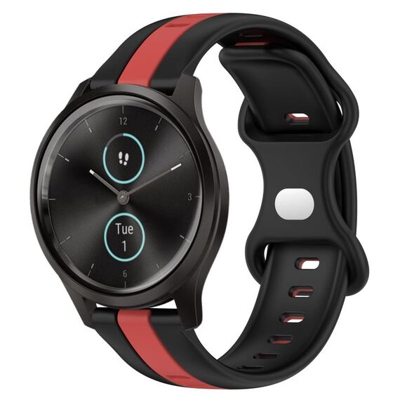 Per Garmin Garminmove Style 20mm Cinturino in silicone bicolore con fibbia a farfalla (nero + rosso)