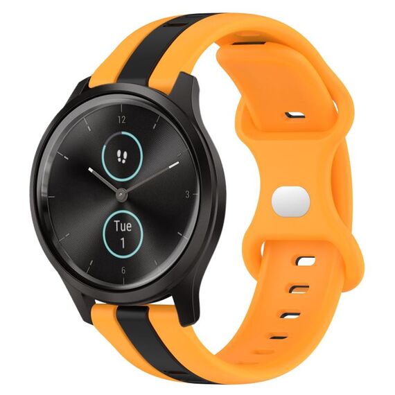 Per Garmin Garminmove Style 20mm Cinturino in silicone bicolore con fibbia a farfalla (nero + giallo)