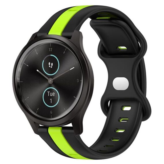 Per Garmin Garminmove Style 20mm Cinturino in silicone bicolore con fibbia a farfalla (nero + verde)