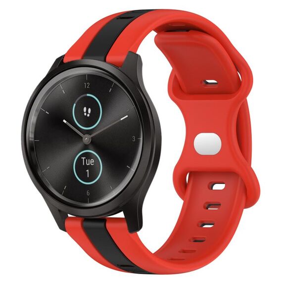 Per Garmin Garminmove Style 20mm Cinturino in silicone bicolore con fibbia a farfalla (rosso + nero)