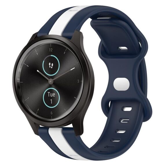 Per Garmin Garminmove Style 20mm Cinturino in silicone bicolore con fibbia a farfalla (bianco + blu)