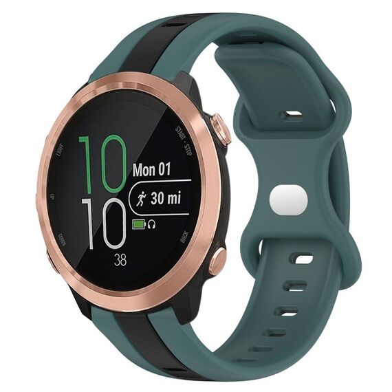 Per Garmin Forerunner 645 Music Cinturino per orologio in silicone bicolore con fibbia a farfalla da 20 mm (verde + nero)
