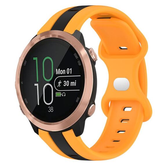 Per Garmin Forerunner 645 Music Cinturino per orologio in silicone bicolore con fibbia a farfalla da 20 mm (nero + giallo)