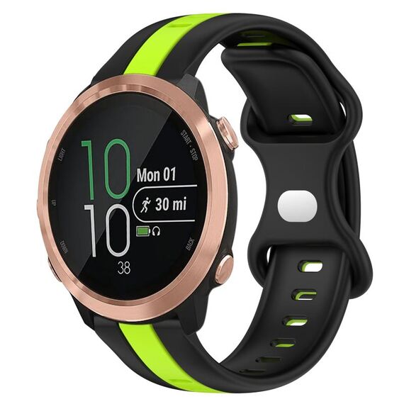 Per Garmin Forerunner 645 Music Cinturino per orologio in silicone bicolore con fibbia a farfalla da 20 mm (nero + verde)