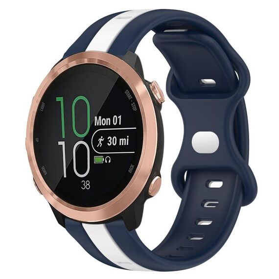 Per Garmin Forerunner 645 Music Cinturino per orologio in silicone bicolore con fibbia a farfalla da 20 mm (bianco + blu)