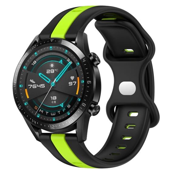 Per Huawei Watch GT2 42mm 20mm Cinturino in silicone bicolore con fibbia a farfalla (nero + verde)