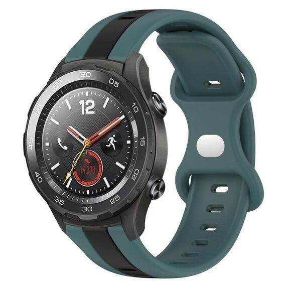 Per Huawei Watch 2 Cinturino in silicone bicolore con fibbia a farfalla da 20 mm (verde + nero)