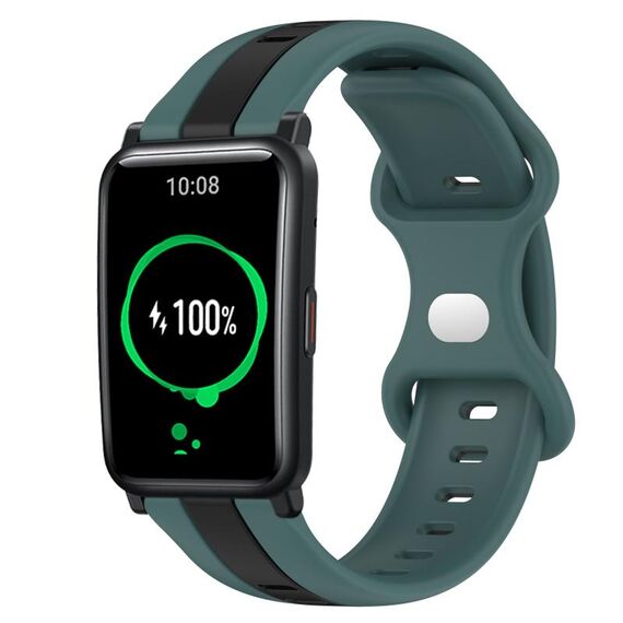 For Honor Watch ES Cinturino in silicone bicolore con fibbia a farfalla da 20 mm (verde + nero)