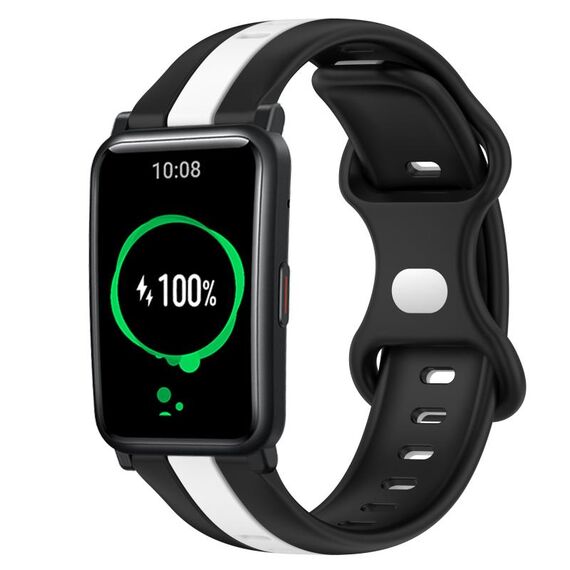 For Honor Watch ES Cinturino in silicone bicolore con fibbia a farfalla da 20 mm (nero + bianco)