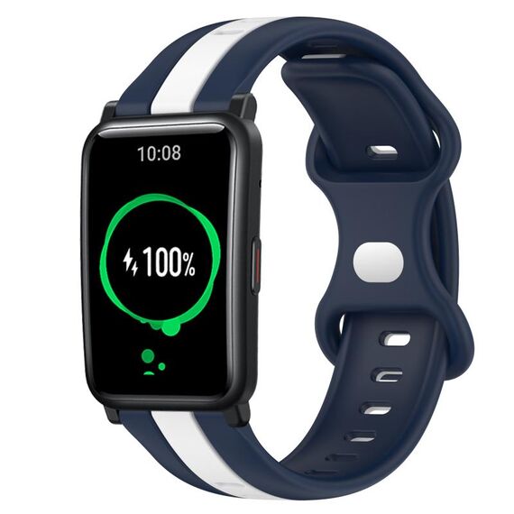 For Honor Watch ES Cinturino in silicone bicolore con fibbia a farfalla da 20 mm (bianco + blu)