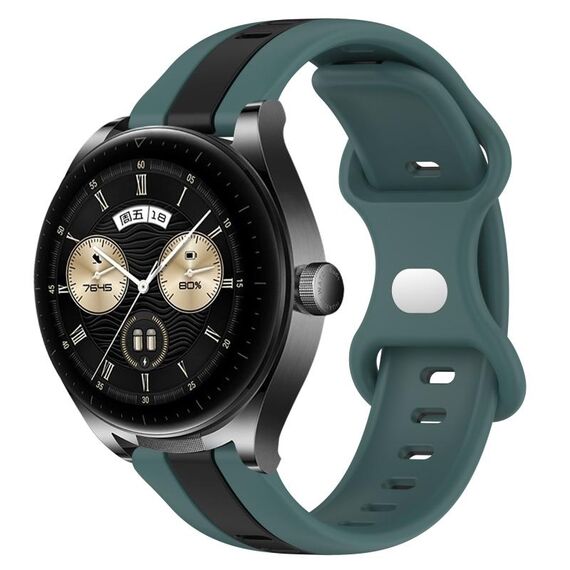 Per Huawei Watch Buds Cinturino in silicone bicolore con fibbia a farfalla da 20 mm (verde + nero)