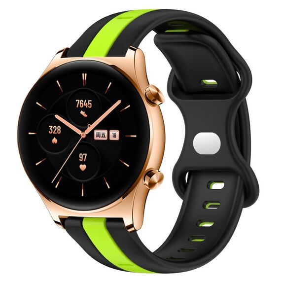 Cinturino per orologio in silicone bicolore con fibbia a farfalla da 20 mm per Honor Watch GS 3 (nero + verde)