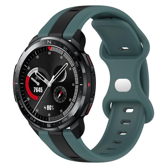 Cinturino per orologio in silicone bicolore con fibbia a farfalla da 20 mm per Honor Watch GS Pro (verde + nero)
