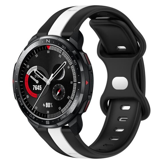 Cinturino per orologio in silicone bicolore con fibbia a farfalla da 20 mm per Honor Watch GS Pro (nero + bianco)
