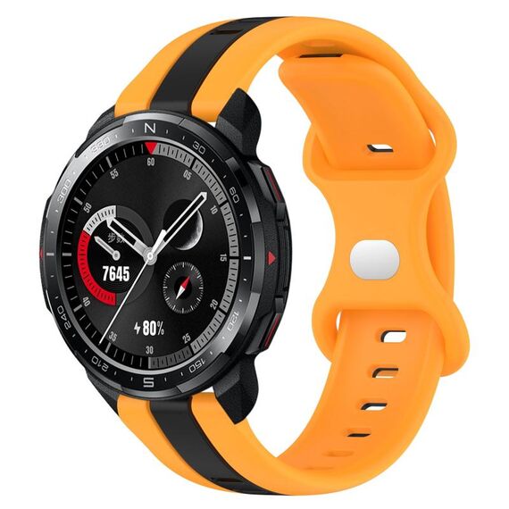 Cinturino per orologio in silicone bicolore con fibbia a farfalla da 20 mm per Honor Watch GS Pro (nero + giallo)