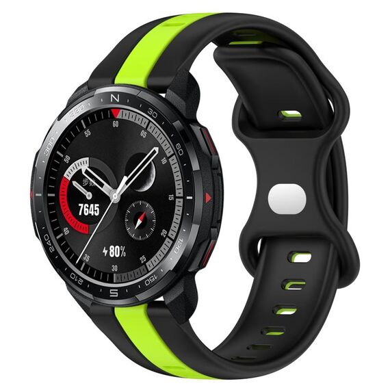 For Honor Watch GS Pro 20mm Cinturino in silicone bicolore con fibbia a farfalla (nero + verde)