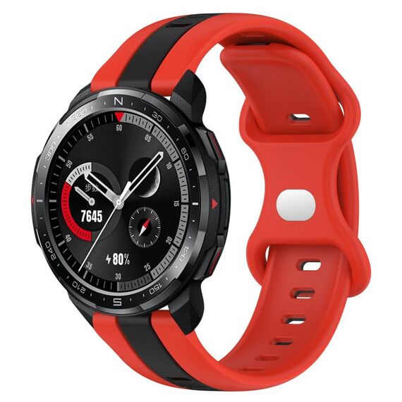 For Honor Watch GS Pro 20mm Cinturino in silicone bicolore con fibbia a farfalla (rosso + nero)