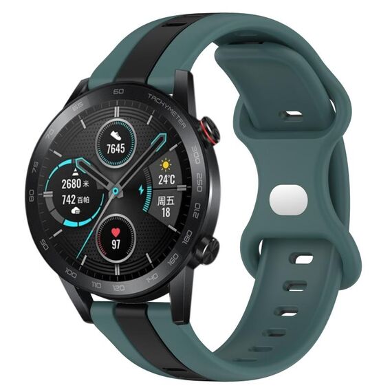 Per Honor Magic Watch 2 46mm 20mm Cinturino in silicone bicolore con fibbia a farfalla (verde + nero)