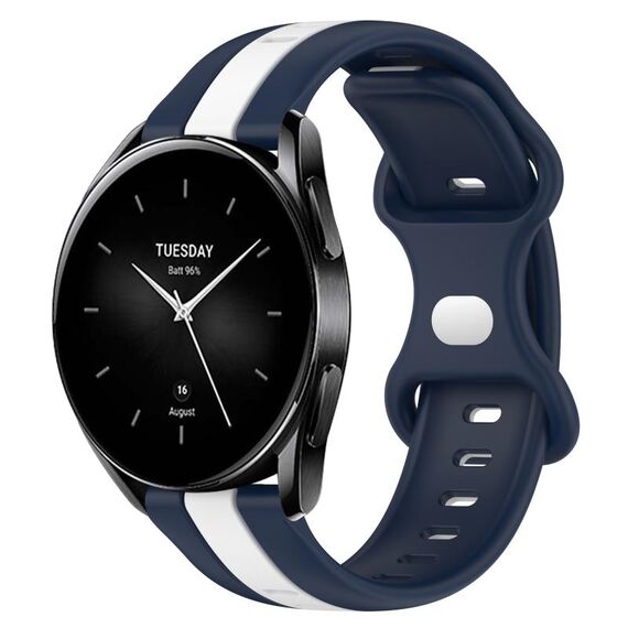 Per Xiaomi Watch S2 46mm 22mm Cinturino in silicone bicolore con fibbia a farfalla (bianco + blu)
