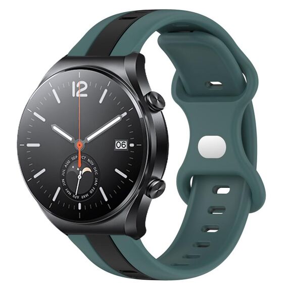 Per Xiaomi MI Watch S1 Cinturino per orologio in silicone bicolore con fibbia a farfalla da 22 mm (verde + nero)