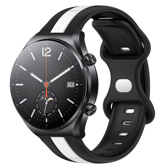 Per Xiaomi MI Watch S1 Cinturino per orologio in silicone bicolore con fibbia a farfalla da 22 mm (nero + bianco)