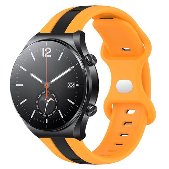 Per Xiaomi MI Watch S1 Cinturino per orologio in silicone bicolore con fibbia a farfalla da 22 mm (nero + giallo)