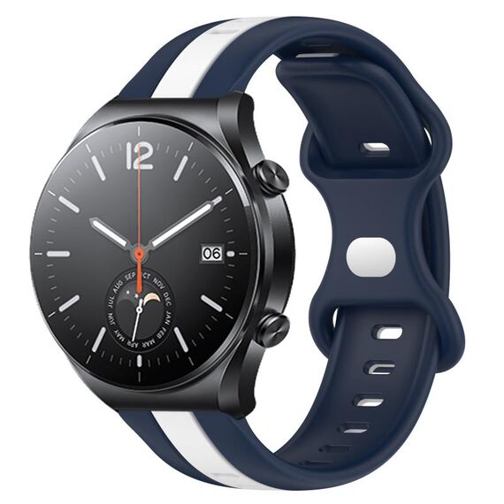 Per Xiaomi MI Watch S1 Cinturino per orologio in silicone bicolore con fibbia a farfalla da 22 mm (bianco + blu)