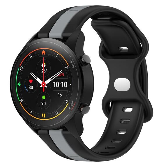 Per Xiaomi MI Watch S1 Pro 22mm Cinturino in silicone bicolore con fibbia a farfalla (nero + grigio)