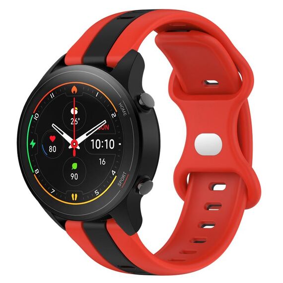 Per Xiaomi MI Watch S1 Pro 22mm Cinturino in silicone bicolore con fibbia a farfalla (rosso + nero)
