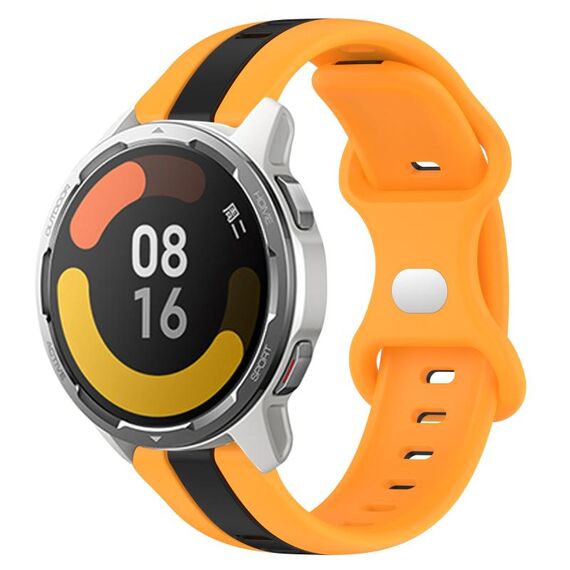 Per Xiaomi MI Watch Color 2 22mm Cinturino in silicone bicolore con fibbia a farfalla (nero + giallo)