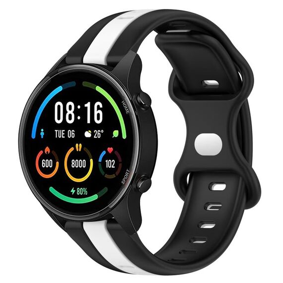 Per Xiaomi MI Watch Sport 22mm Cinturino in silicone bicolore con fibbia a farfalla (nero + bianco)