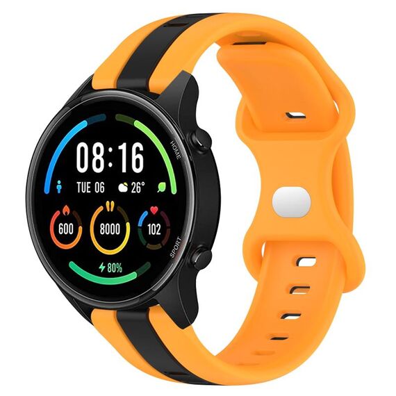 Per Xiaomi MI Watch Sport 22mm Cinturino in silicone bicolore con fibbia a farfalla (nero + giallo)