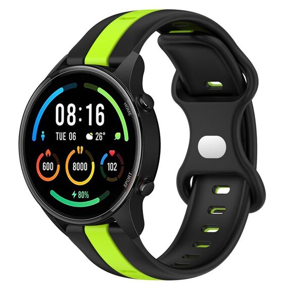 Per Xiaomi MI Watch Sport 22mm Cinturino in silicone bicolore con fibbia a farfalla (nero + verde)