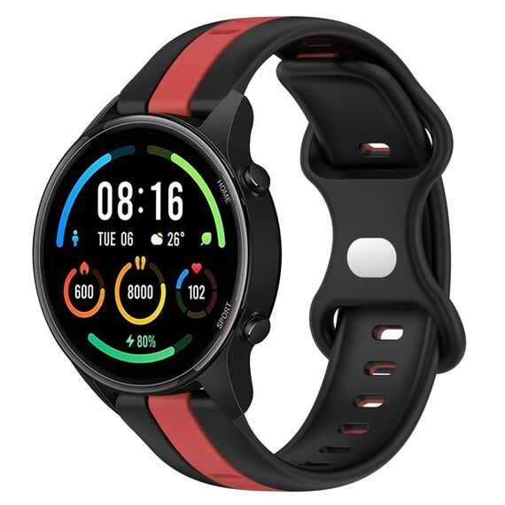 Per Xiaomi MI Watch Color 22mm Butterfly Buckle Cinturino in silicone bicolore (nero + rosso)