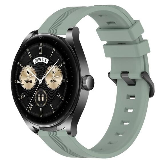 Per Huawei Watch Buds Cinturino in silicone a strisce concave da 22 mm (verde grigiastro)