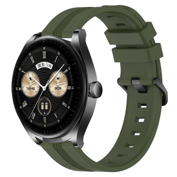 Per Huawei Watch Buds Cinturino in silicone a strisce concave da 22 mm (verde militare)