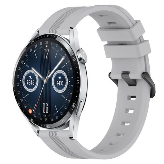 Per Huawei Watch GT3 46mm 22mm Cinturino in silicone a strisce concavo (grigio)