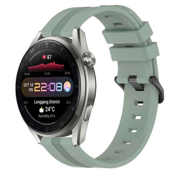 Per Huawei Watch 3 Pro Cinturino in silicone a strisce concave da 22 mm (verde grigiastro)