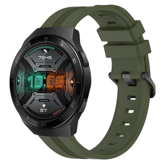 Per Huawei Watch GT 2E Cinturino Slicone a strisce concave da 22 mm (verde militare)