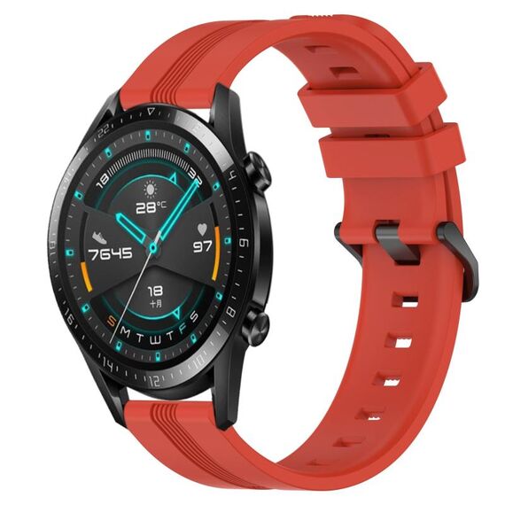 Per Huawei GT2 46mm 22mm cinturino in silicone a strisce concavo (rosso)