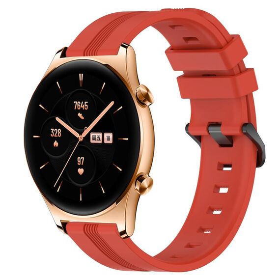 For Honor Watch GS 3 Cinturino in silicone a strisce concave da 22 mm (rosso)