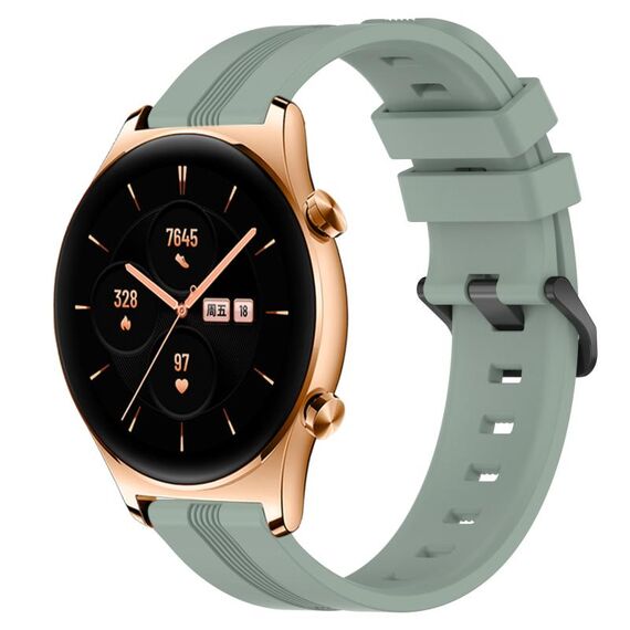 For Honor Watch GS 3 Cinturino in silicone a strisce concave da 22 mm (verde grigiastro)