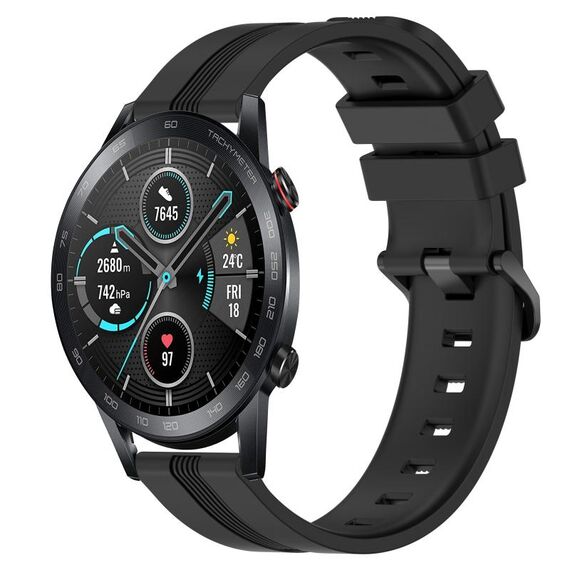Per Honor Magic Watch 2 46mm 22mm Cinturino in silicone a strisce concavo (nero)