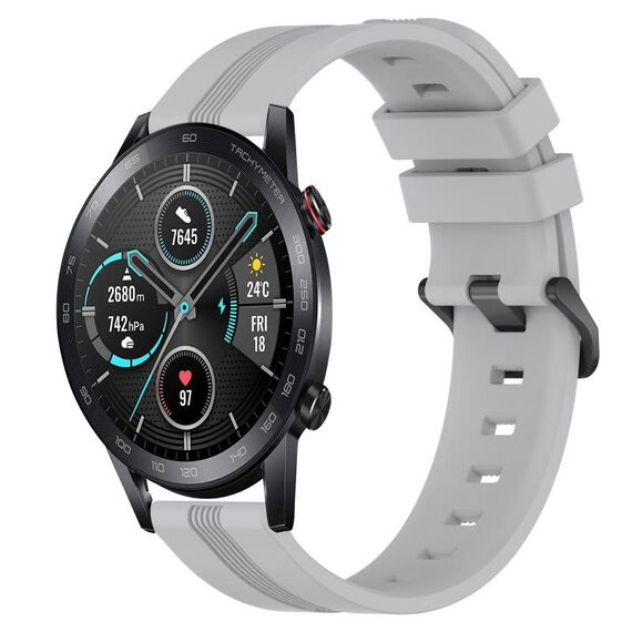Per Honor Magic Watch 2 46mm 22mm Cinturino in silicone a strisce concavo (grigio)