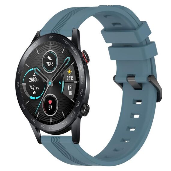 For Honor Magic Watch 2 46mm 22mm Cinturino Slicone a strisce concave (Rock Cyan)