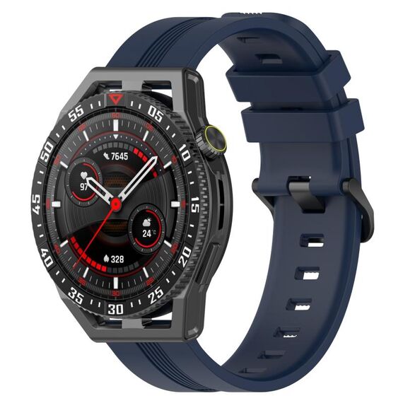 Per Huawei Watch GT3 SE Cinturino in silicone a strisce concave da 22 mm (blu navy)