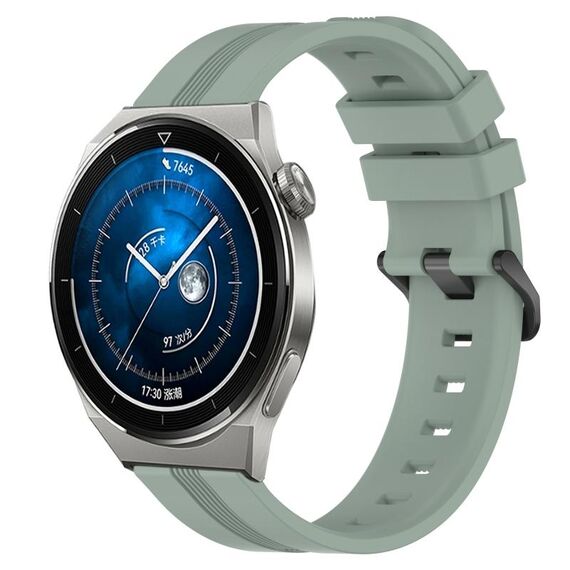 Per Huawei Watch GT3 Pro 43mm 20mm Cinturino in silicone a strisce concave (verde grigiastro)