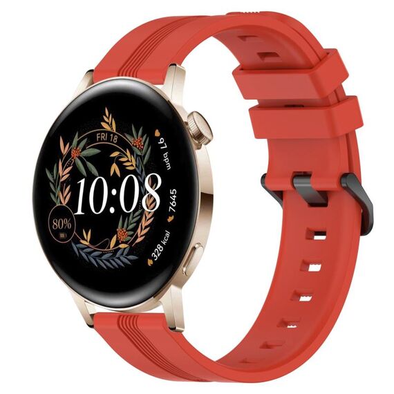 Per Huawei Watch GT3 42mm 20mm Cinturino in silicone a strisce concavo (rosso)